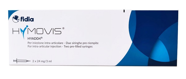 SIRINGA INTRA-ARTICOLARE PRERIEMPITA HYMOVIS HYADD4 ESADECILLAMIDE ACIDO IALURONICO 24MG/3ML 2 PEZZI DA 3 ML NON STERILIZZATO A ETO - Farmapanda Srl