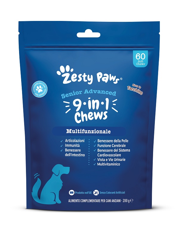 ZESTY PAWS SENIOR ADVANCED 9 IN 1 60 CHEWS TURKEY - Farmapanda Srl
