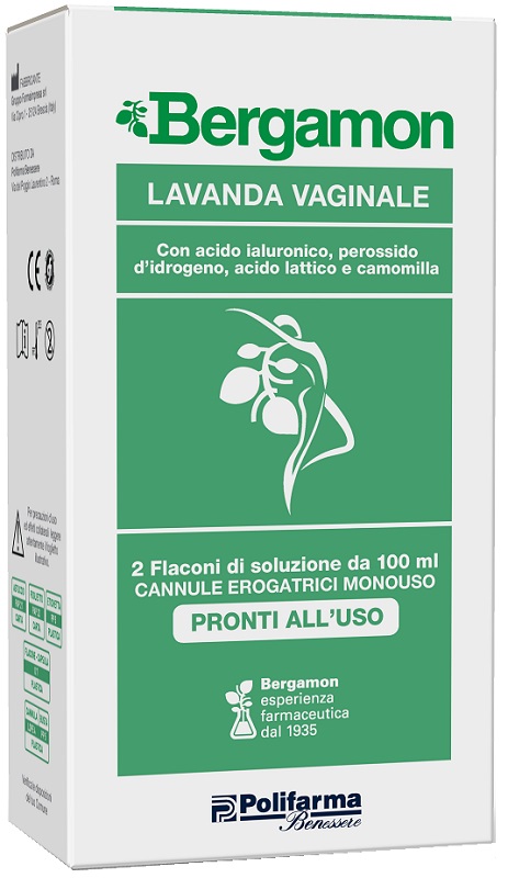 LAVANDA VAGINALE BERGAMON 2 FLACONI DA 100 ML + 2 CANNULE EROGATRICI MONOUSO - Farmapanda Srl