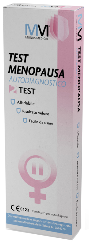 TEST RAPIDO AUTODIAGNOSTICO TEST MENOPAUSA MUNUS MEDICAL RILEVAZIONE QUALITATIVA ORMONE FSH IN CAMPIONI DI URINA - Farmapanda Srl