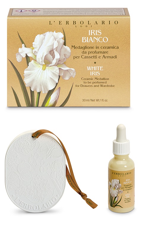 IRIS BIANCO MEDAGLIONE CERAMICA PROFUMATO CASSETTI ARMADI - Farmapanda Srl