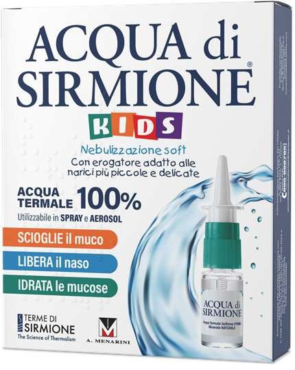 ACQUA DI SIRMIONE KIDS NEBULIZZAZIONE SOFT ACQUA TERMALE 100% 6 FLACONCINI PLURIDOSE DA 15 ML - Farmapanda Srl