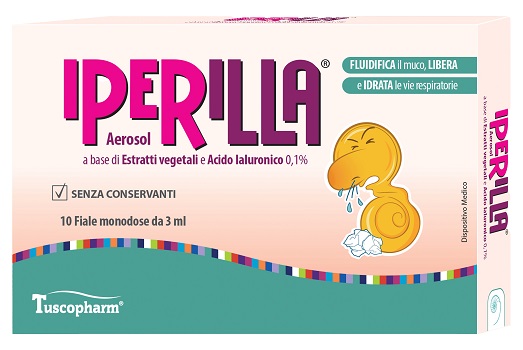 AEROSOL IPERILLA 10 FIALE MONODOSE DA 3 ML A BASE DI ESTRATTI VEGETALI E ACIDO IALURONICO 0,1% - Farmapanda Srl