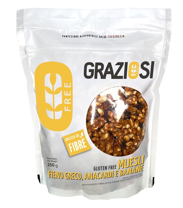 MUESLI ANACARDI E BANANE CON FIENO GRECO 250 G - Farmapanda Srl