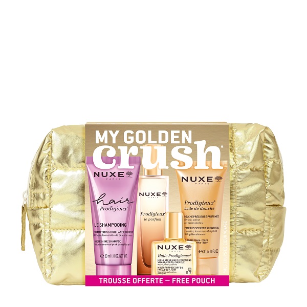 NUXE TROUSSE PRODIGIEUX 2026 1 WASH HAIR PRODIGIEUSE 30 ML + 1 HUILE PRODIGIEUSE 10 ML + 1 PRODIGEUX LE PARFUM 15 ML + 1 SHOWER GEL PROGIGEUX 30 ML - Farmapanda Srl